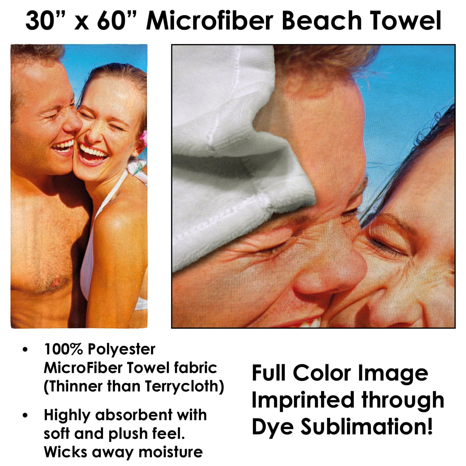 Sublimated Heavyweight Microfiber Beach Towel