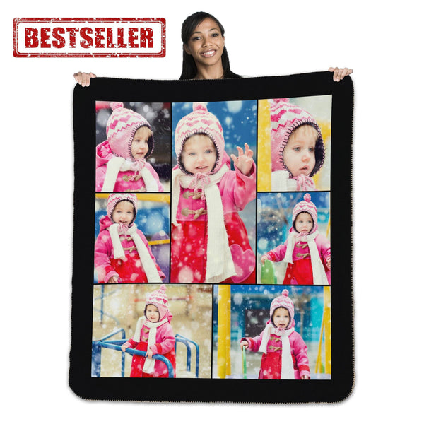 Collage fleece photo blanket hot sale