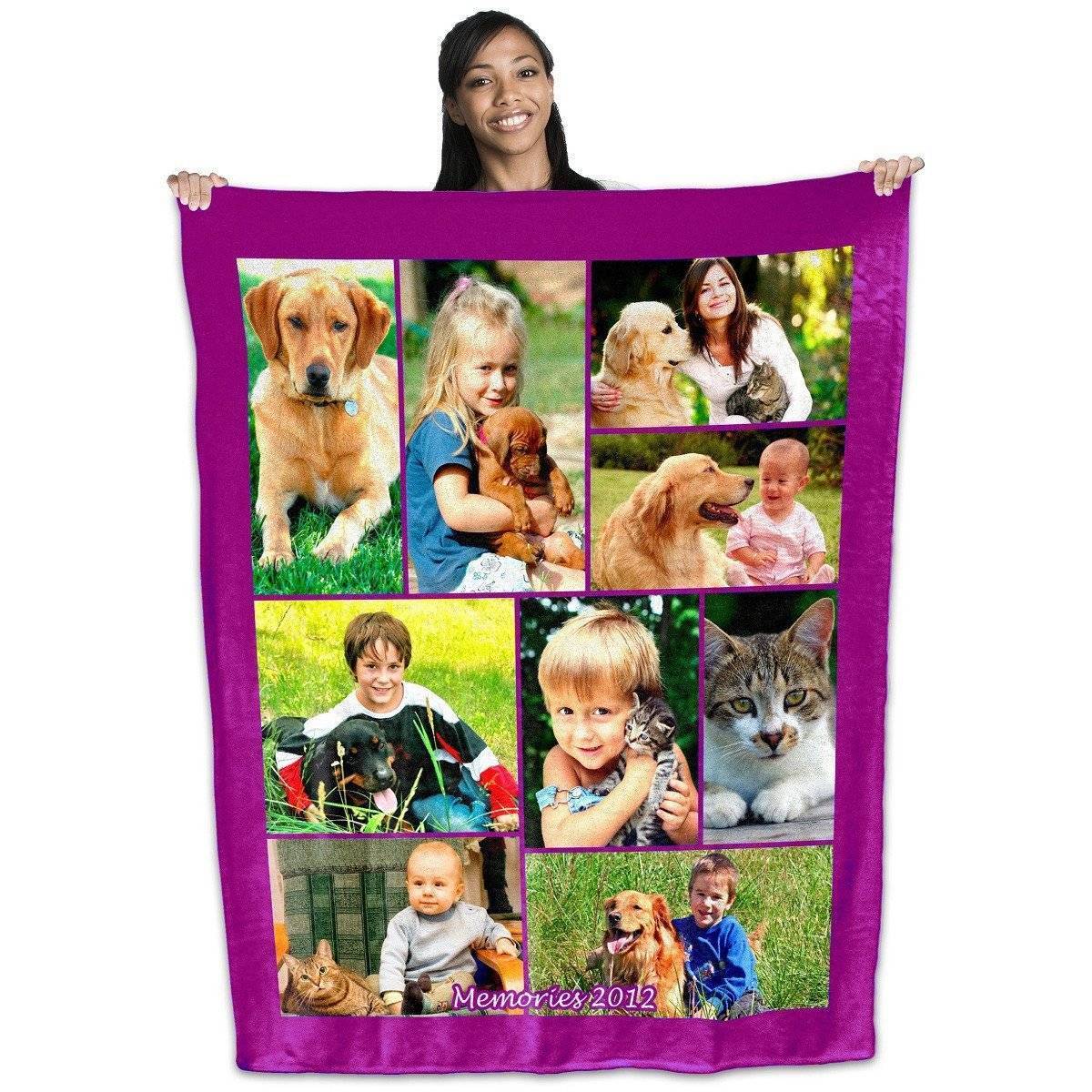 Quick Photo Collage Plush Fleece Blanket - 80" X 60" PersonalThrows.com